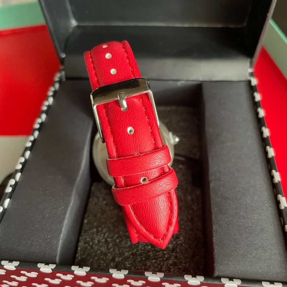 Disney Red and Cream Watch with Silver Accents